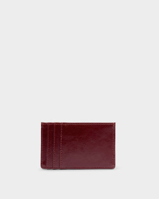 Laila Slim Textured Patent Cardholder Cherry