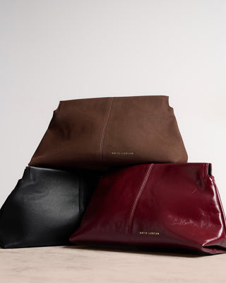 Laila Textured Patent Clutch Cherry
