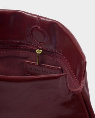 Laila Textured Patent Clutch Cherry