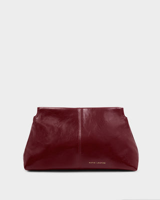 Laila Textured Patent Clutch Cherry
