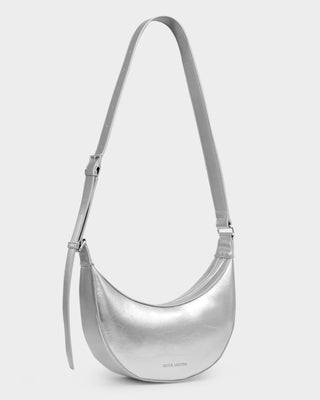Amina Patent Crackle Sling Bag Silver