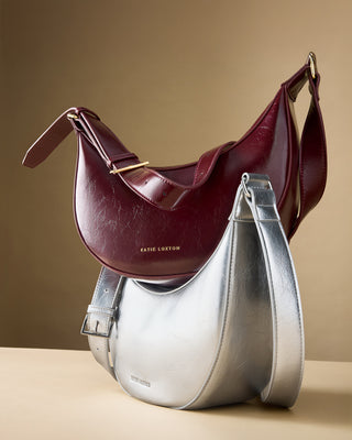 Amina Patent Crackle Sling Bag Silver