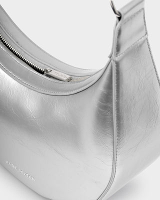 Amina Patent Crackle Sling Bag Silver