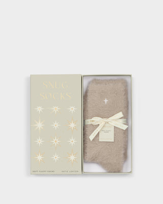 Gift Boxed Fluffy Socks Star Taupe
