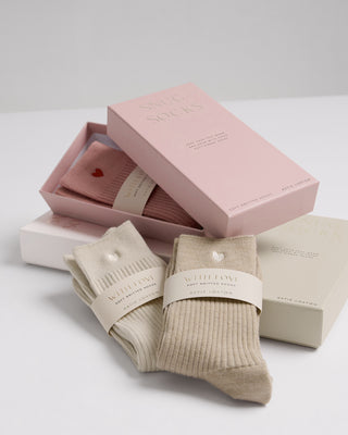 Gift Boxed Socks Heart Blush Pink