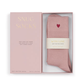 Gift Boxed Socks Heart Blush Pink