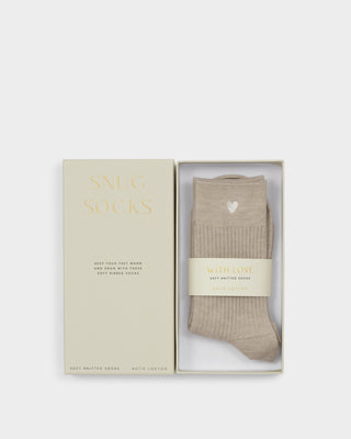 Gift Boxed Socks Heart Taupe