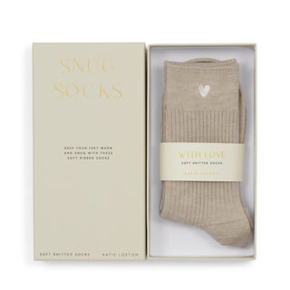 Gift Boxed Socks Heart Taupe