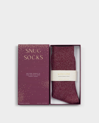 Gift Boxed Sparkle Socks Cherry Red
