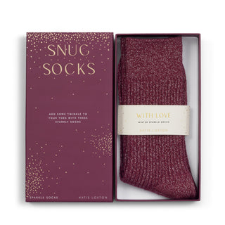 Gift Boxed Sparkle Socks Cherry Red