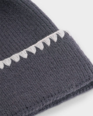 Whipstitch Knitted Hat Charcoal