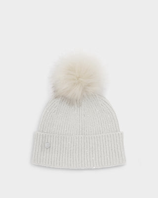Sequin Pom Pom Hat Pale Grey