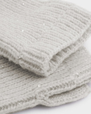 Sequin Handwarmer Gloves Pale Grey