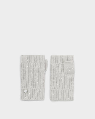 Sequin Handwarmer Gloves Pale Grey