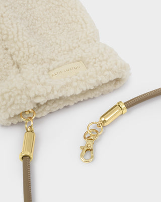 Teddy Mittens With Cord Cream