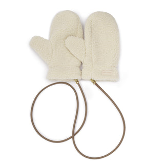 Teddy Mittens With Cord Cream