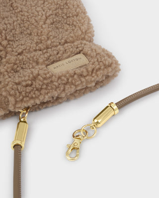 Teddy Mittens With Cord Tan