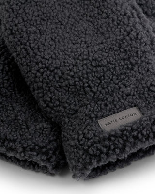 Teddy Mittens With Cord Charcoal