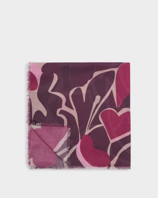 Printed Scarf Organic Heart Cherry/Deep Red