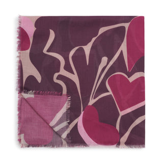 Printed Scarf Organic Heart Cherry/Deep Red