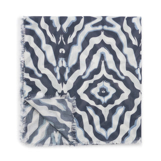 Printed Scarf Kaleidoscope White/ Navy