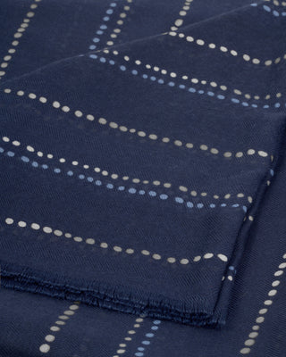 Printed Foil Scarf Dotted Stripe Navy/Whit /Silver Foil