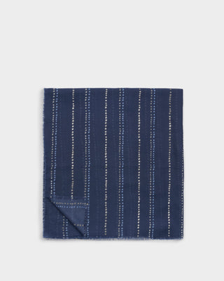 Printed Foil Scarf Dotted Stripe Navy/Whit /Silver Foil