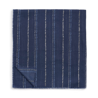 Printed Foil Scarf Dotted Stripe Navy/Whit /Silver Foil