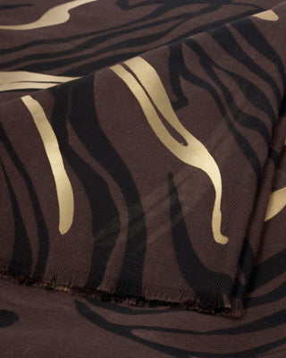 Printed Foil Scarf Zebra Chocolate/Black/Gold Foil