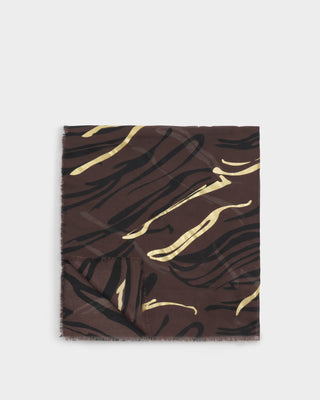Printed Foil Scarf Zebra Chocolate/Black/Gold Foil