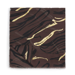 Printed Foil Scarf Zebra Chocolate/Black/Gold Foil