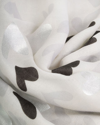 Printed Foil Scarf Abstract Heart Moonstone/Black/Silver Foil