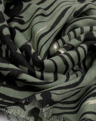 Printed Foil Scarf Abstract Animal Graphite Green/Black/Silver Foil