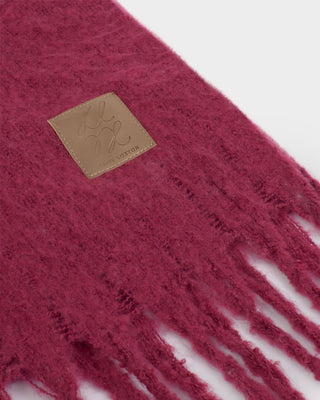 Recycled Checked Tassel Scarf Garnet Red
