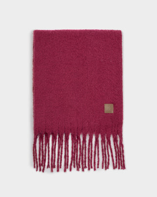 Recycled Checked Tassel Scarf Garnet Red