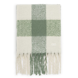 Recycled Checked Tassel Scarf Graphite Green/Off White