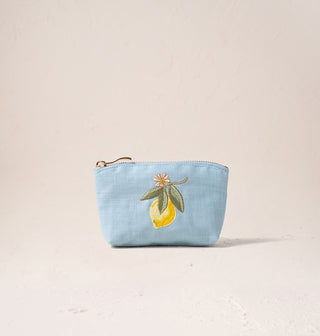 Lemon Blossom French Blue Coin Purse - French Blue