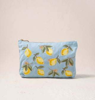 Lemon Blossom French Blue Everyday Pouch - French Blue
