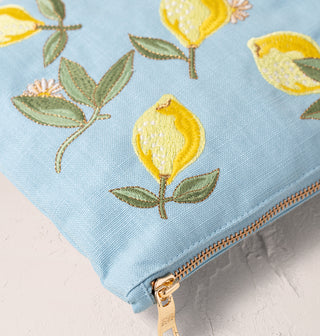 Lemon Blossom French Blue Everyday Pouch - French Blue