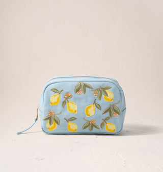 Lemon Blossom French Blue Makeup Bag - French Blue