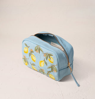 Lemon Blossom French Blue Makeup Bag - French Blue