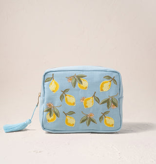 Lemon Blossom French Blue Wash Bag - French Blue