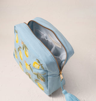 Lemon Blossom French Blue Wash Bag - French Blue