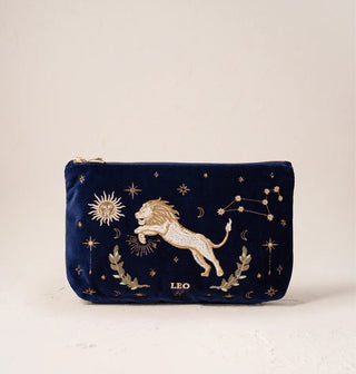 Leo Navy Velvet Everyday Pouch