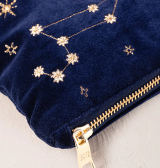 Leo Navy Velvet Everyday Pouch