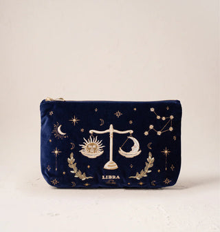 Libra Navy Velvet Everyday Pouch