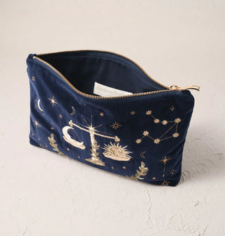 Libra Navy Velvet Everyday Pouch