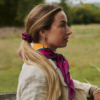 Lila Floral Square Scarf - Mulberry & Orange