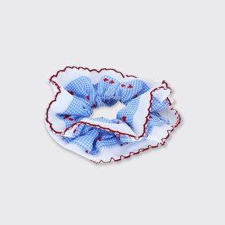 Lindsay Oversized Scrunchie - Blue & Red