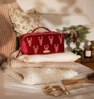 Lobster Velvet Open Flat Makeup Bag Rouge